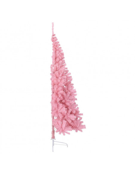 Albero di Natale Artificiale a Metà con Supporto Rosa 210cm PVC
