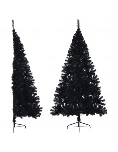 Albero di Natale Artificiale a Metà con Base Nero 210 cm PVC 2