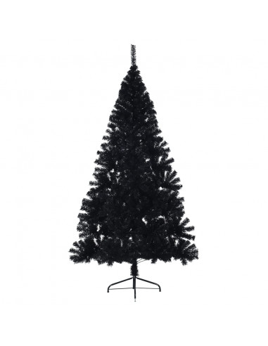 Albero di Natale Artificiale a Metà con Base Nero 210 cm PVC