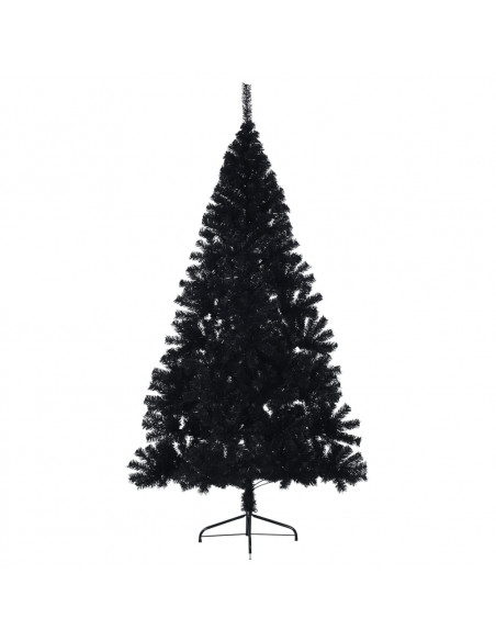 Albero di Natale Artificiale a Metà con Base Nero 210 cm PVC