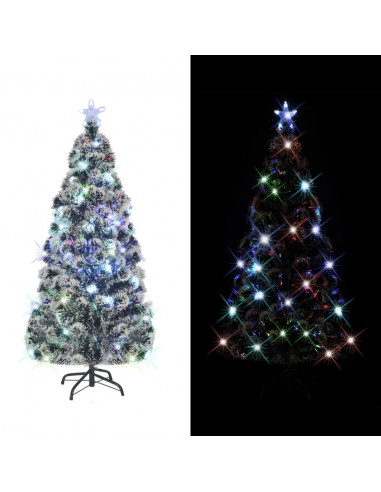 Albero di Natale Preilluminato con Supporto e LED 180 cm Fibra Ottica