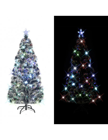 Albero di Natale Preilluminato con Supporto e LED 180 cm Fibra Ottica