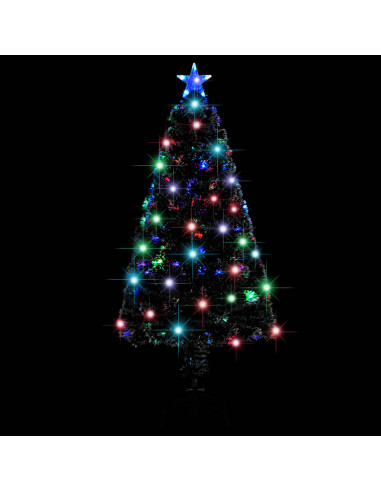 Albero di Natale Preilluminato con Supporto e LED 120 cm Fibra Ottica