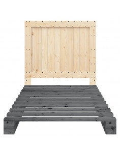 Giroletto con Testiera Grigio 100x200 cm Legno Massello di Pino