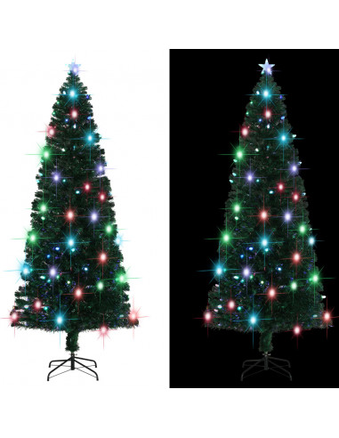 Albero di Natale Preilluminato con Supporto 240 cm Fibra Ottica