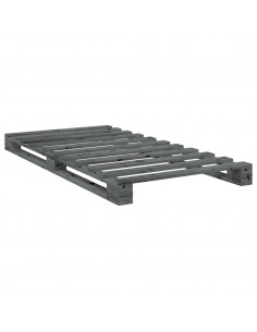 Giroletto con Testiera Grigio 100x200 cm Legno Massello di Pino