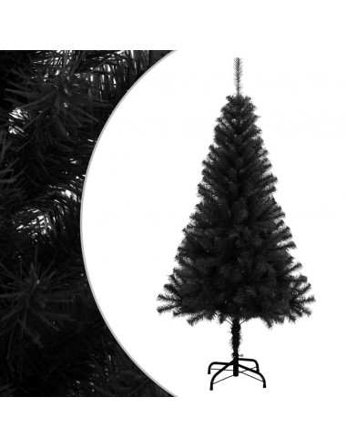 Albero di Natale Artificiale Sottile con Base Nero 150 cm PVC