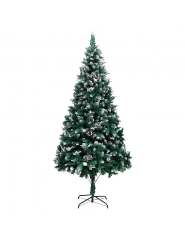 Albero di Natale Artificiale con Pigne e Neve Bianca 210 cm