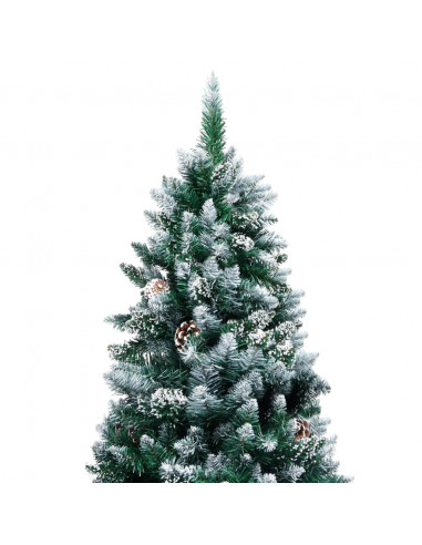 Albero di Natale Artificiale con Pigne e Neve Bianca 210 cm
