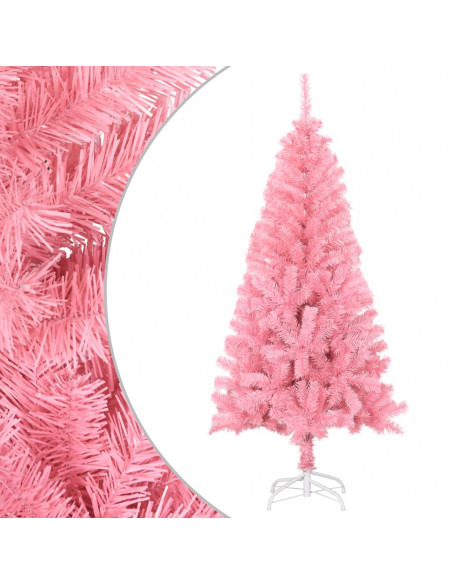 Albero di Natale Artificiale Sottile con Base Rosa 150 cm PVC
