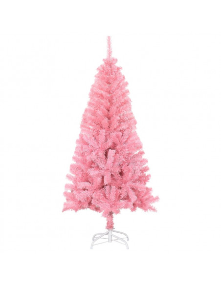Albero di Natale Artificiale Sottile con Base Rosa 150 cm PVC