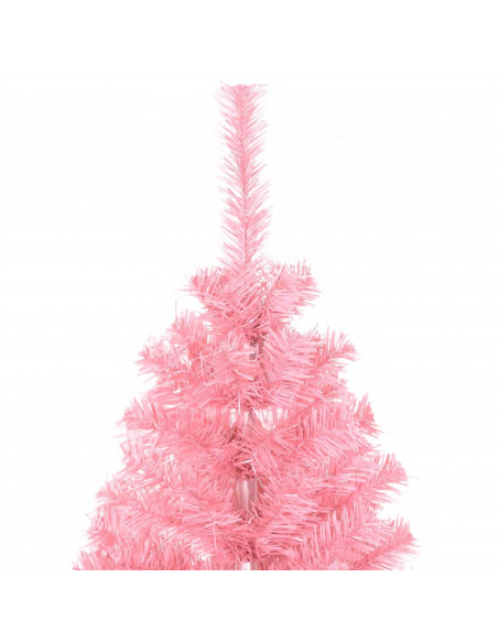 Albero di Natale Artificiale Sottile con Base Rosa 150 cm PVC