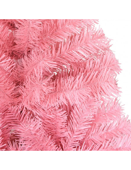 Albero di Natale Artificiale Sottile con Base Rosa 150 cm PVC