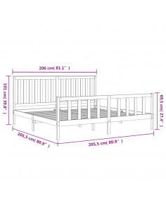 Giroletto con Testiera Grigio 200x200 cm Legno Massello di Pino