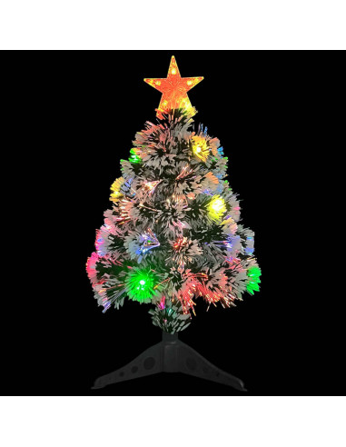 Albero Natale Preilluminato Bianco e Blu 64 cm in Fibra Ottica