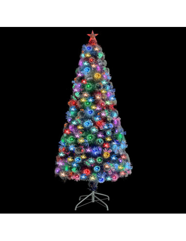 Albero Natale Preilluminato Bianco e Blu 150 cm in Fibra Ottica