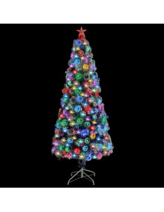 Albero Natale Preilluminato Bianco e Blu 180 cm in Fibra Ottica 2