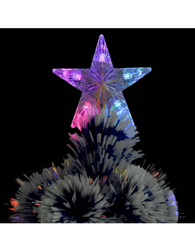 Albero Natale Preilluminato Bianco e Blu 180 cm in Fibra Ottica