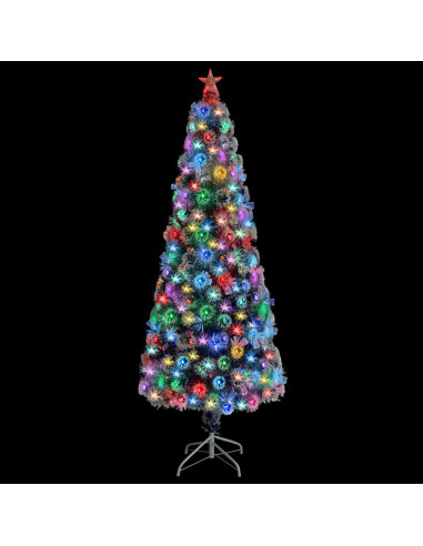Albero Natale Preilluminato Bianco e Blu 240 cm in Fibra Ottica