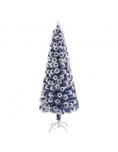 Albero Natale Preilluminato Bianco e Blu 240 cm in Fibra Ottica
