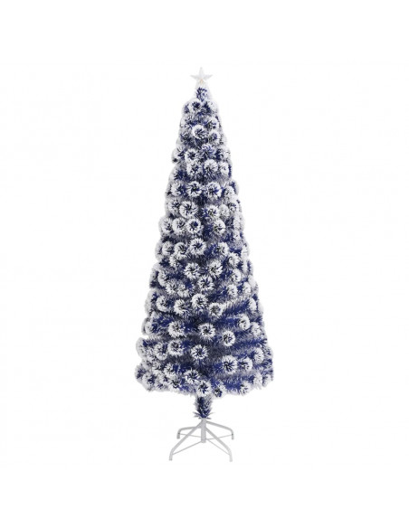 Albero Natale Preilluminato Bianco e Blu 240 cm in Fibra Ottica