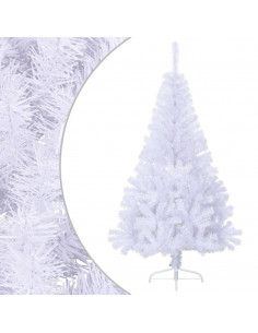 Albero di Natale Artificiale Metà con Supporto Bianco 120cm PVC 2