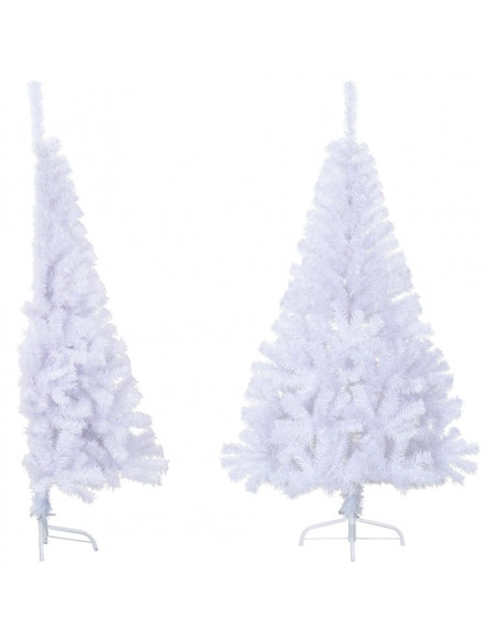 Albero di Natale Artificiale Metà con Supporto Bianco 120cm PVC