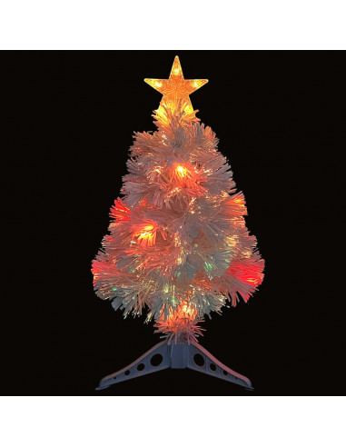 Albero Natale Preilluminato Bianco 64 cm in Fibra Ottica