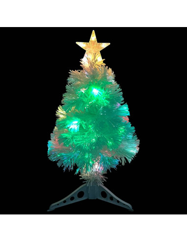 Albero Natale Preilluminato Bianco 64 cm in Fibra Ottica