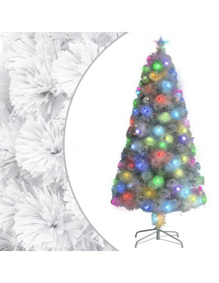 Albero Natale Preilluminato Bianco 120 cm in Fibra Ottica