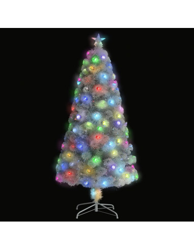 Albero Natale Preilluminato Bianco 120 cm in Fibra Ottica