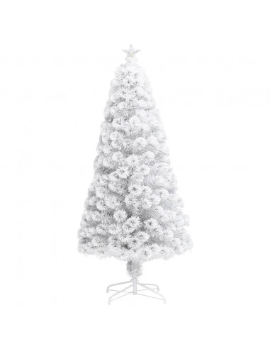 Albero Natale Preilluminato Bianco 120 cm in Fibra Ottica