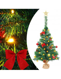Albero di Natale Preilluminato con Palline Verde 64 cm 2