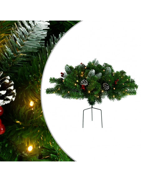 Albero di Natale Artificiale per Viali con LED Verde 40 cm PVC