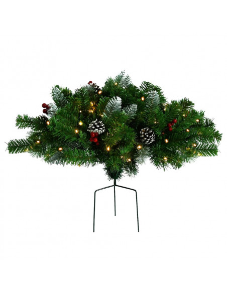 Albero di Natale Artificiale per Viali con LED Verde 40 cm PVC
