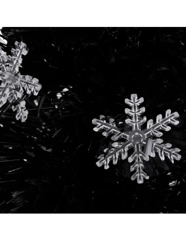 Albero di Natale con Fiocchi di Neve LED Nero 64cm Fibra Ottica
