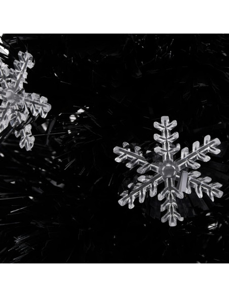 Albero di Natale con Fiocchi di Neve LED Nero 64cm Fibra Ottica
