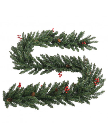 Alberi di Natale Artificiali 2 pz con Corona, Ghirlanda e LED