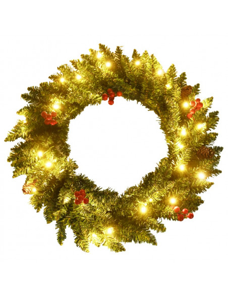 Alberi di Natale Artificiali 2 pz con Corona, Ghirlanda e LED