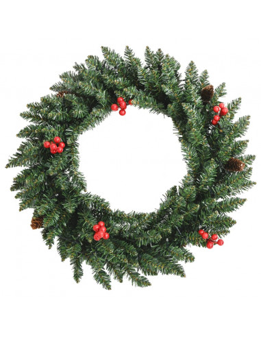 Alberi di Natale Artificiali 2 pz con Corona, Ghirlanda e LED