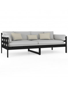 Dormeuse Nera in Legno Massello di Pino 90x200 cm