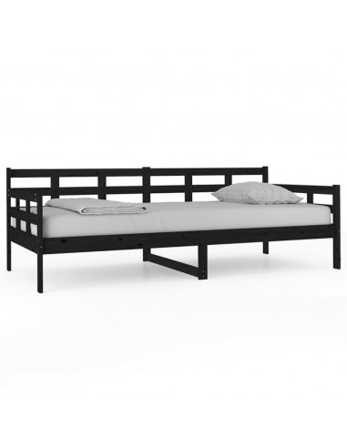 Dormeuse Nera in Legno Massello di Pino 90x200 cm