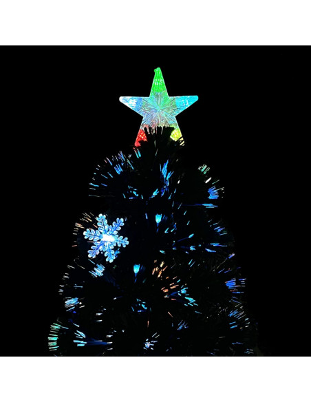 Albero Natale con Fiocchi di Neve a LED Nero 180cm Fibra Ottica