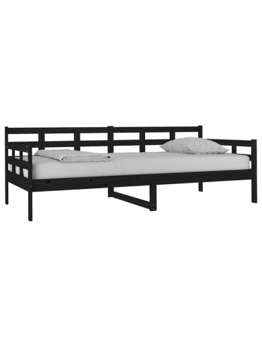 Dormeuse Nera in Legno Massello di Pino 90x200 cm