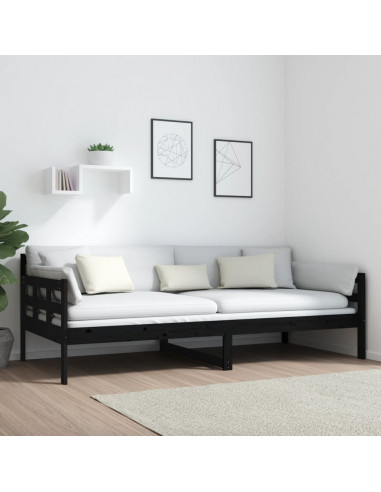 Dormeuse Nera in Legno Massello di Pino 90x200 cm