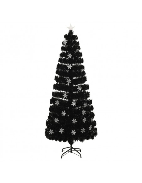 Albero Natale con Fiocchi di Neve a LED Nero 240cm Fibra Ottica