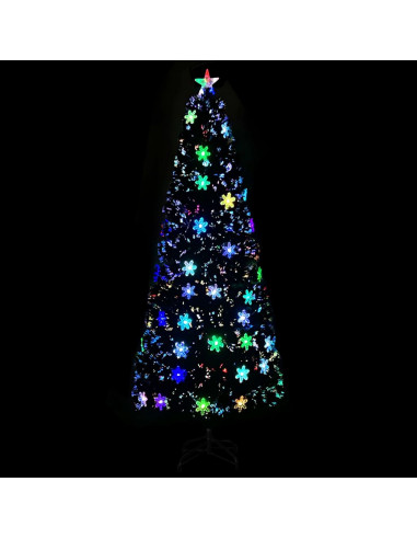Albero Natale con Fiocchi di Neve a LED Nero 240cm Fibra Ottica
