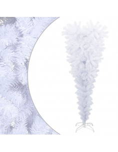 Albero di Natale Artificiale Capovolto con Base Bianco 150 cm 2