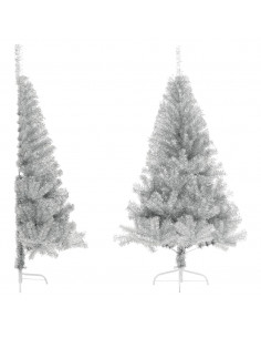 Albero di Natale a Metà con Supporto Argento 180 cm PET 2