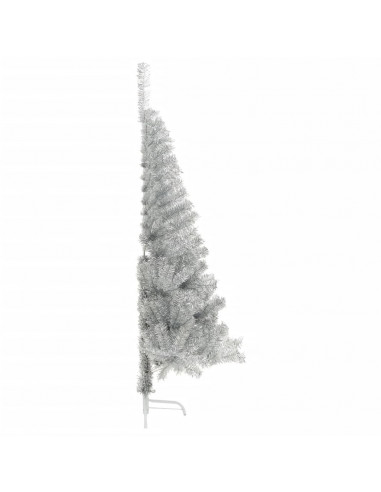 Albero di Natale a Metà con Supporto Argento 180 cm PET